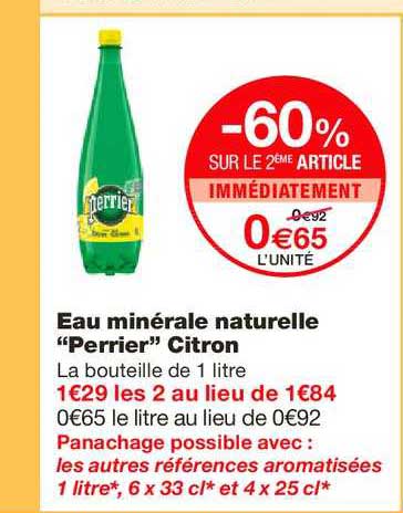 eau minéral naturelle "perrier" citron