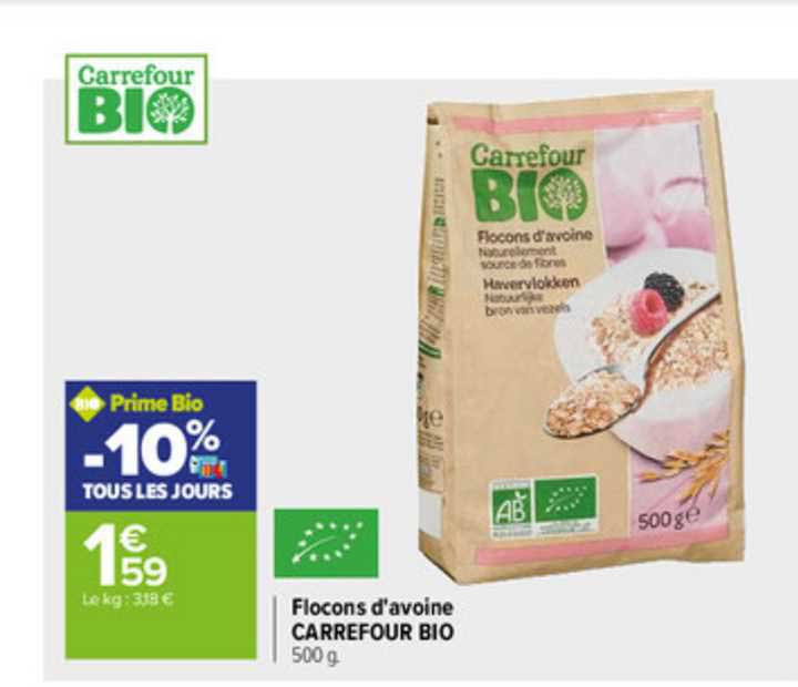 flocons d'avoine carrefour bio