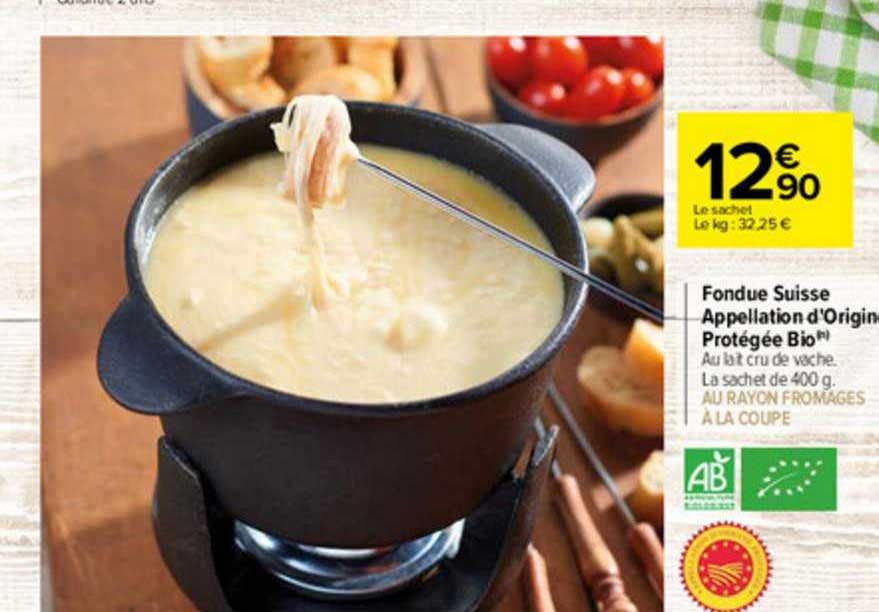 fondue suisse appellation d'origine protégée bio