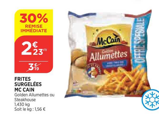 frites surgelées mc cain 30% de remise immédiate