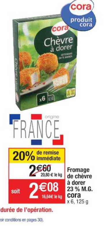 fromage de chèvre à dorer 23% m.g. 20% de remise immédiate