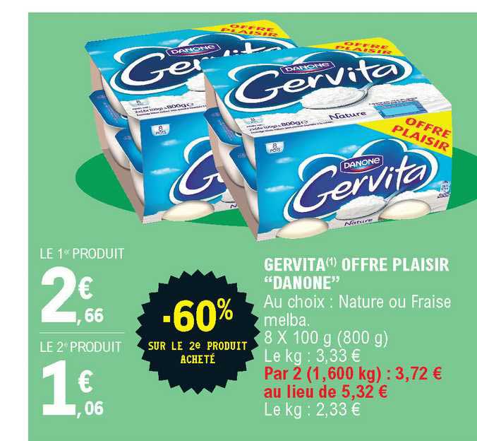 Gervita Offre Plaisir Danone -60% Sur Le 2e Produit Acheté