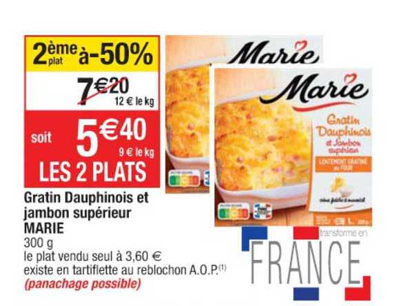 Gratin Dauphinois Et Jambon Supérieur Marie 2ème Plat à -50%