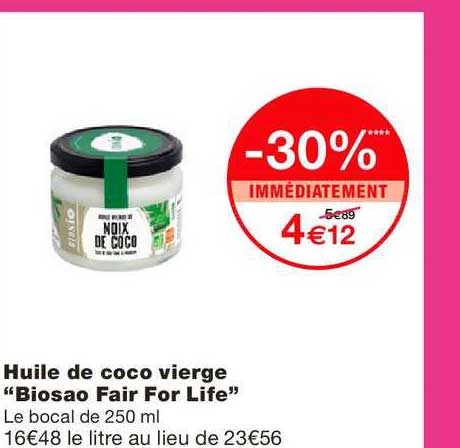 huile de coco vierge "biosao fair for life"