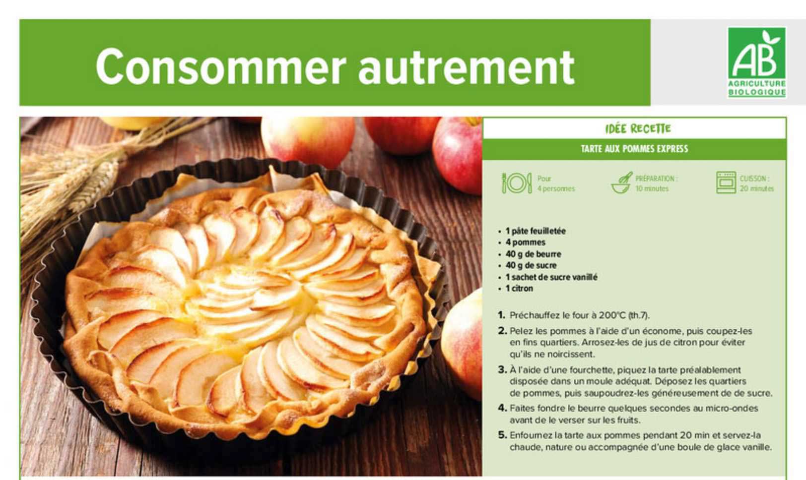 idée recette : tarte aux pommes express