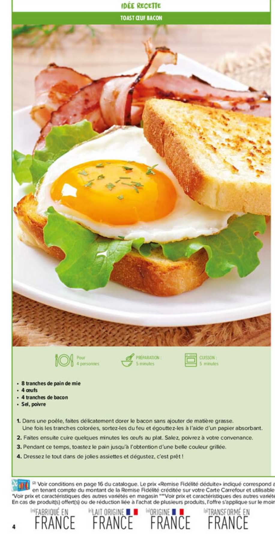idée recette : toast œuf bacon