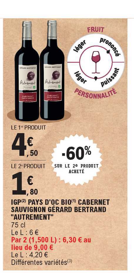 igp pays d'oc bio cabernet sauvignon gérard bertrand autrement