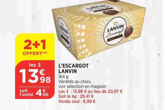 l'escargot lanvin 2+1 offert