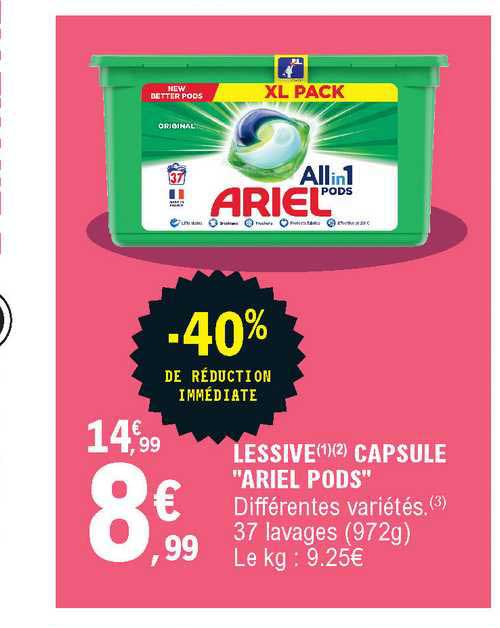 Lessive Capsule Ariel Pods -40% De Réduction Immédiate