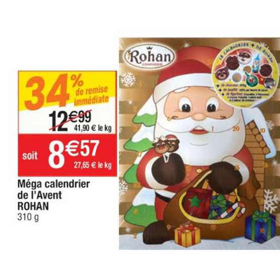 méga calendrier de l'avent rohan 34% de remise immédiate