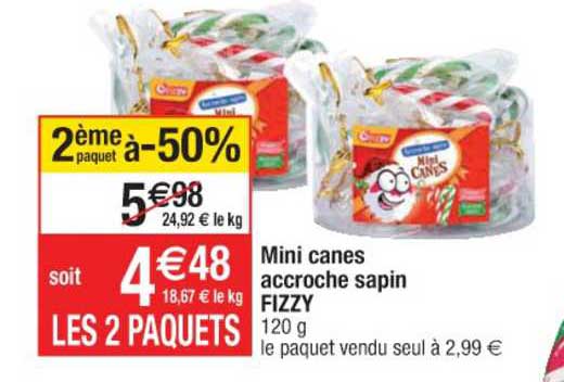 mini canes accroche sapin fizzy 2ème paquet à -50%