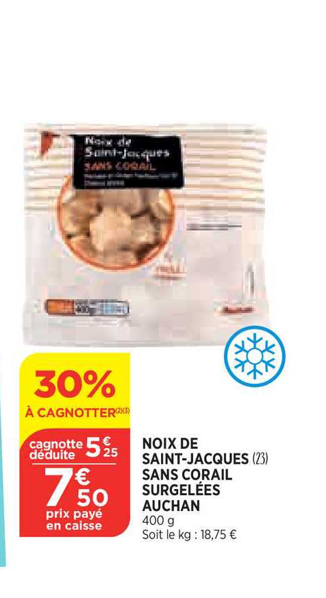 noix de saint jacques sans corail surgelées auchan
