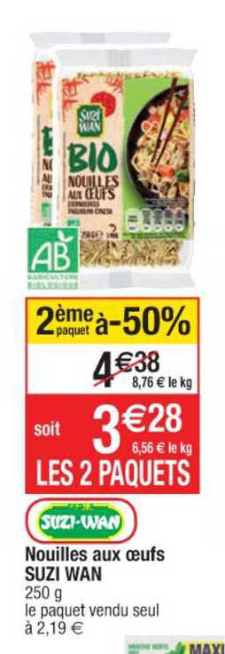 nouilles aux œufs suzi wan 2ème paquet à -50%