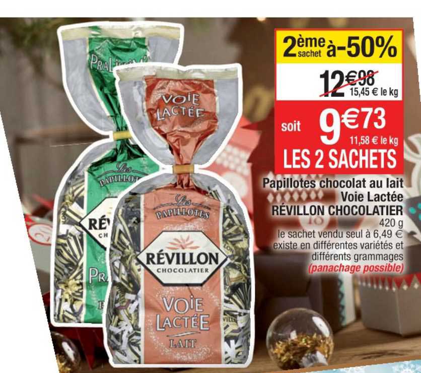 papillotes chocolat au lait voie lactée révillon chocolatier 2ème sachet à -50%