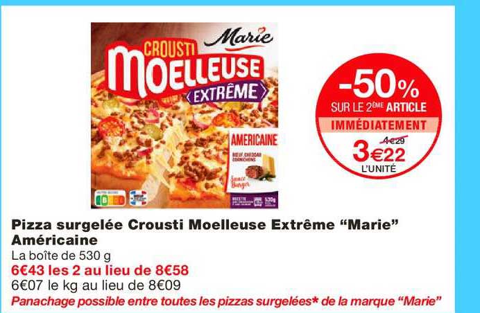 Pizza Surgelée Crousti Moelleuse Extrême "marie" Américaine