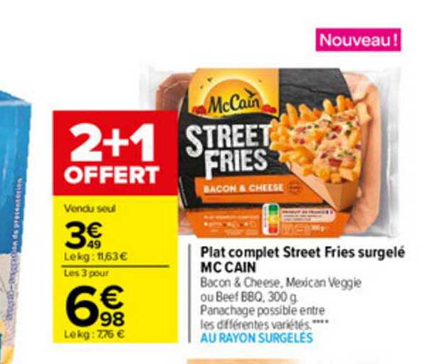 plat complet street fries surgelé mccain