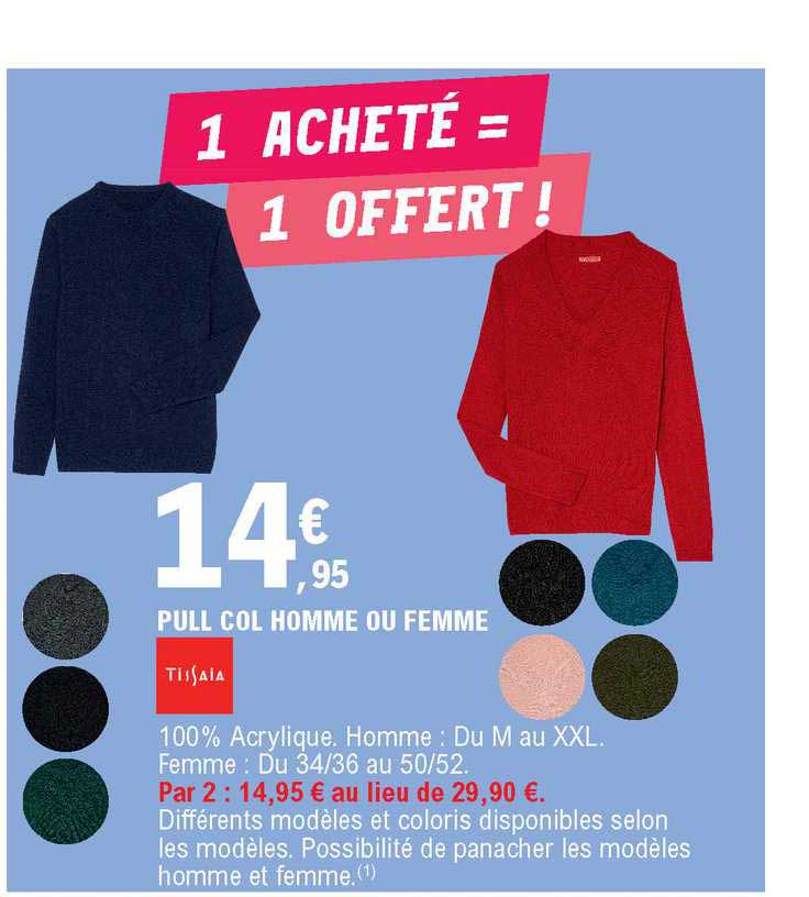pull col homme ou femme tissaia
