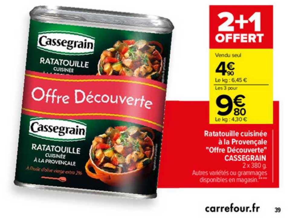Ratatouille Cuisinée à La Provençale "offre Découverte" Cassegrain