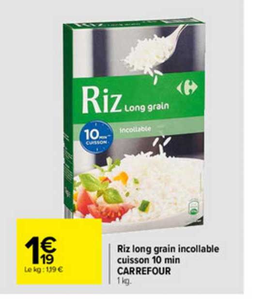riz long grain incollable cuisson 10 min carrefour