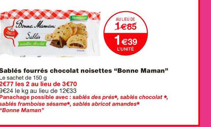 sablé fourrés chocolat noisettes "bonne maman"