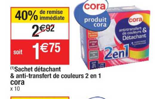 sachet détachant & anti transfert de couleurs 2 en 1 40% de remise immédiate