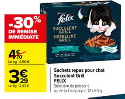 sachets repas pour chat succulent grill felix