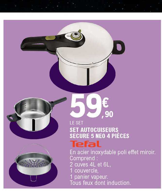 set autocuiseurs secure 5 neo 4 pièces tefal