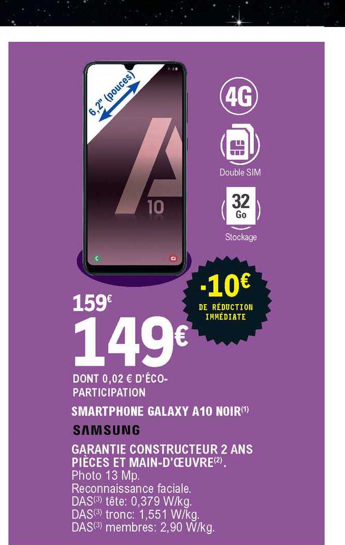 Smartphone Galaxy A10 Noir Samsung
