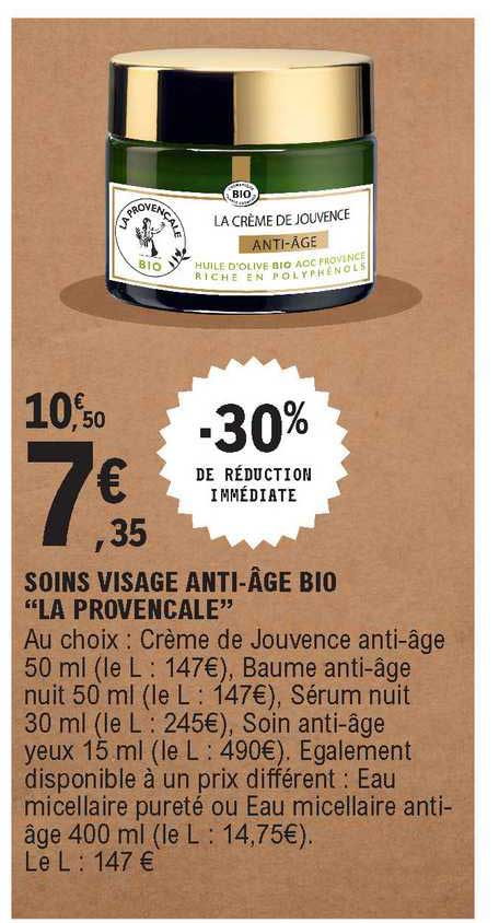 Soins Visage Anti âge Bio La Provencale