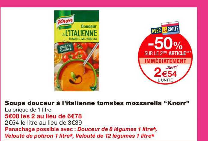 soupe douceur à l'italienne tomates mozzarella "knorr"