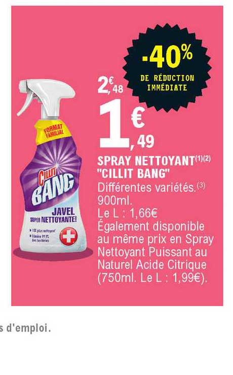 spray nettoyant cillit bang -40% de réduction immédiate