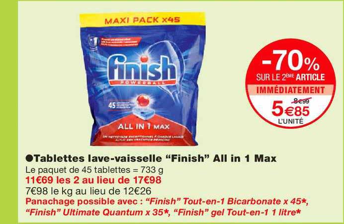 Tablettes Lave-vaisselle "finish" All In 1 Lax