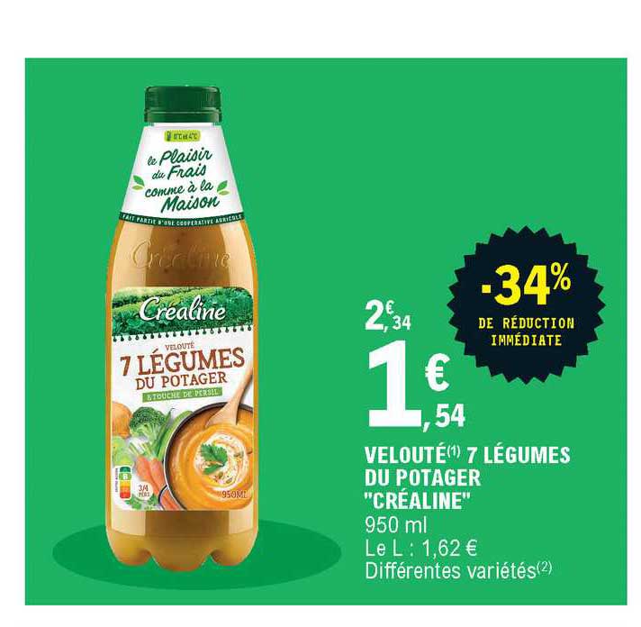 Velouté 7 Légumes Du Potager Créaline -34% De Réduction Immédiate