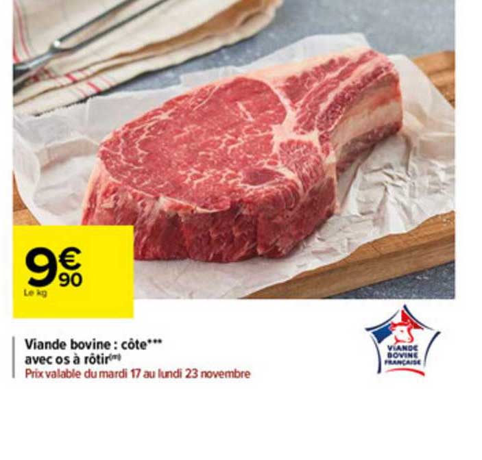 Viande Bovine : Côte Avec Os à Rôtir