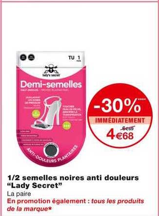 1-2 semelles noires anti douleurs "lady secret"