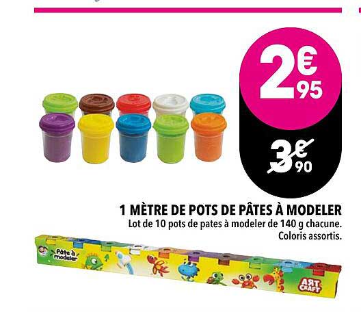 1 mètre de pots de pâtes à modeler