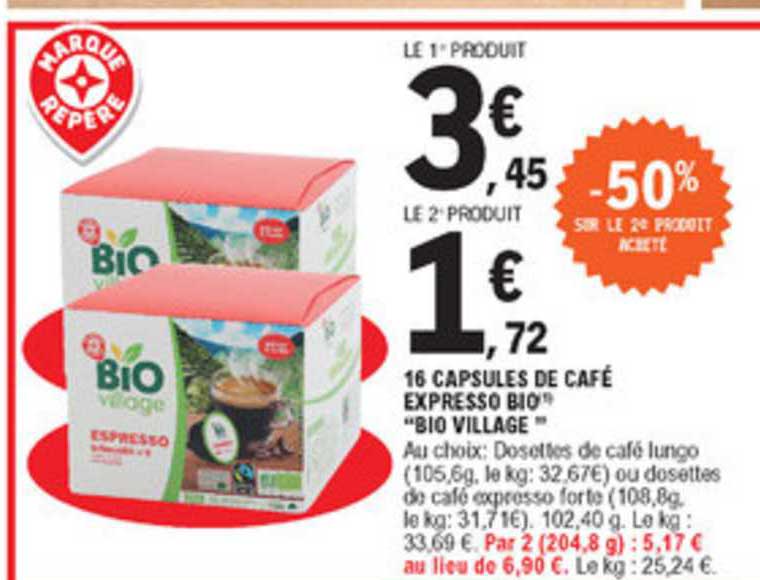 16 Capsules De Café Expresso Bio "bio Village"