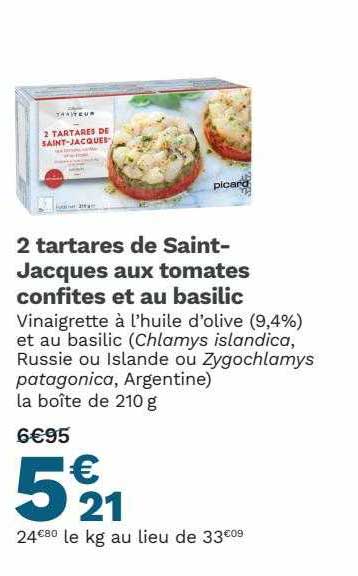 2 tartares de saint-jacques aux tomates confites et au basilic