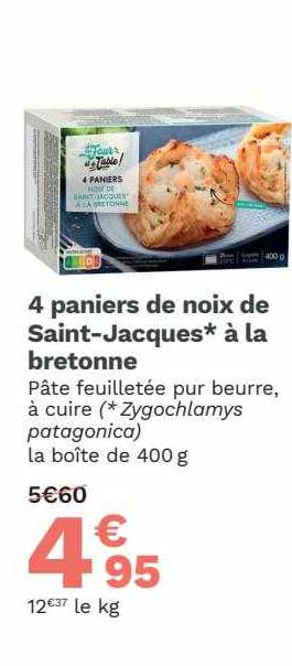 4 paniers de noix de saint-jacques à la bretonne