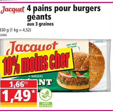 4 pans pour burgers géants aux 3 graines jacquet