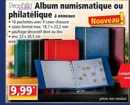 album numismatique ou philatélique à anneaux prophild collection
