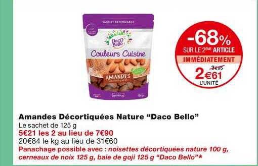 amandes décortiquées nature "daco bello"