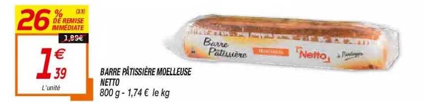 barre pâtissière moelleuse netto
