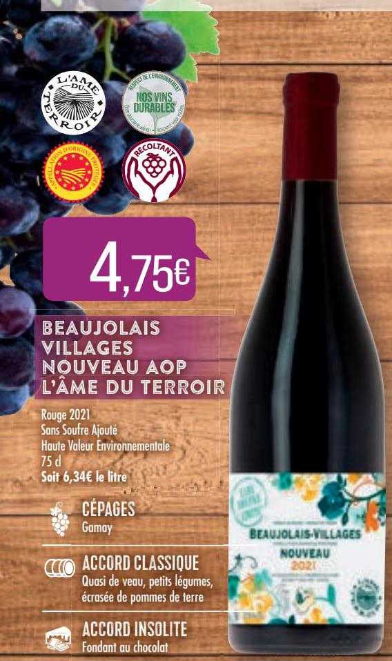 beaujolais villages nouveau aop l'âme du terroir