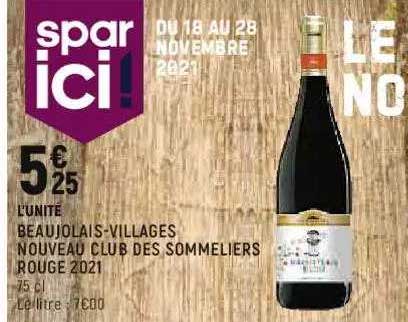 beaujolais-villages nouveau club des sommeliers rouge 2021
