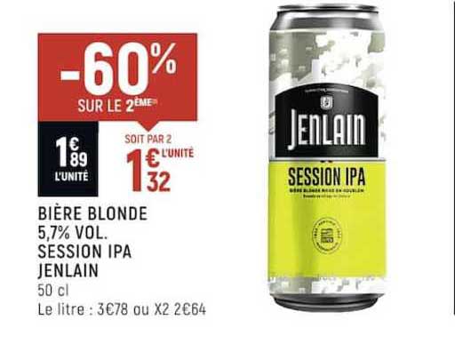 bière blonde 5,7° vol. session ipa jenlain
