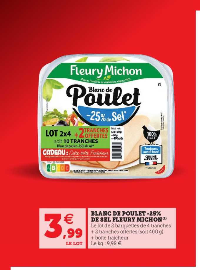 blanc de poulet -25% de sel fleury michon
