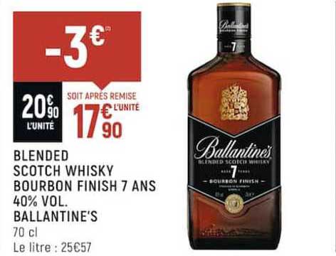 blended scotch whisky bourbon finish 7 ans 40% vol. ballantine's