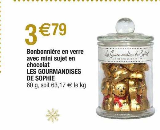 bonbonnière en verre avec mini sujet en chocolat les gourmandises de sophie