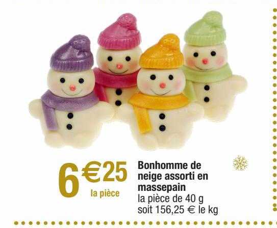 bonhomme de neige assorti en massepain